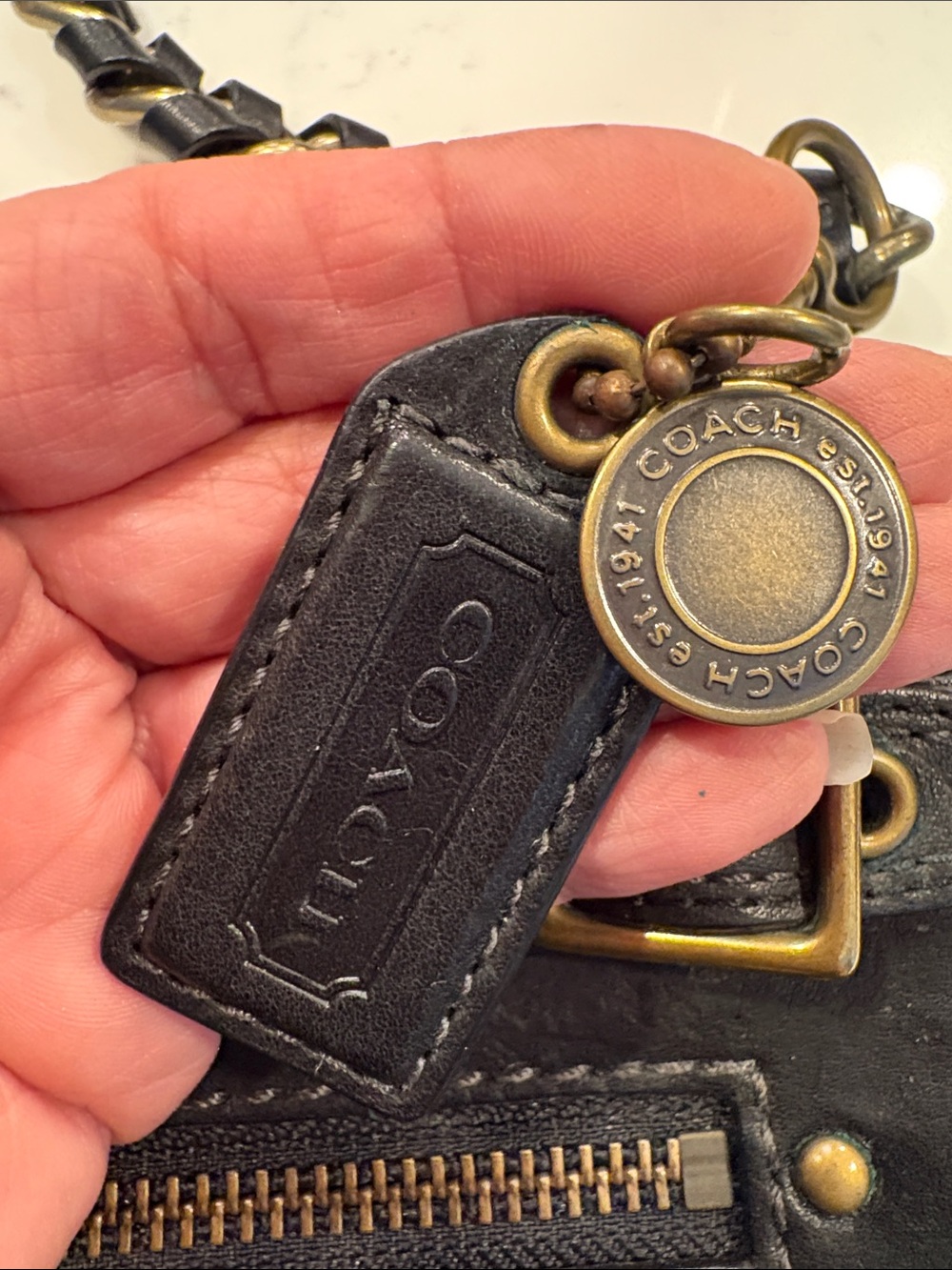 Coach Black Leather Shoulder Bag with Gold Hardware - Picture 2 of 13